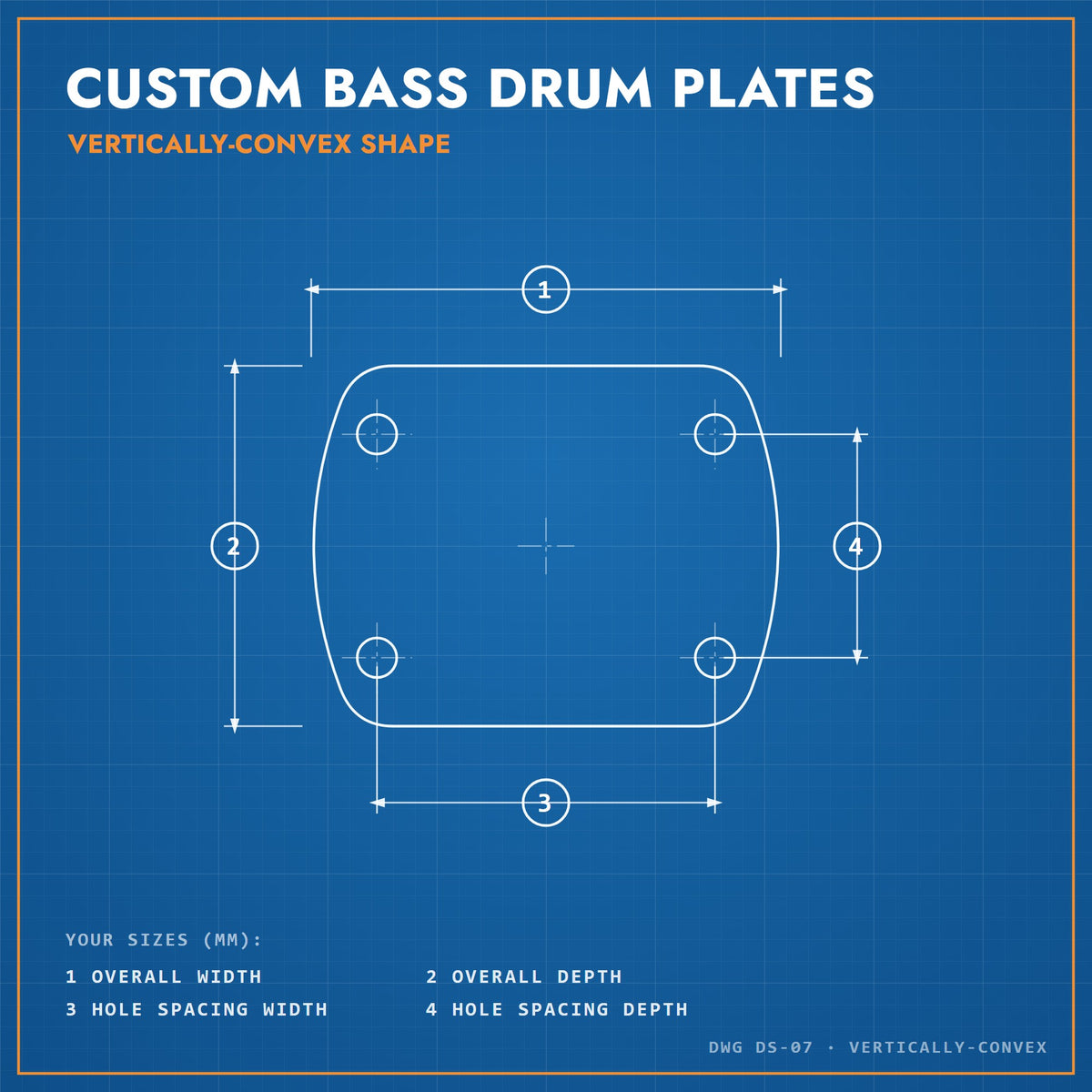 Custom Bass Drum Plates: vertically convex