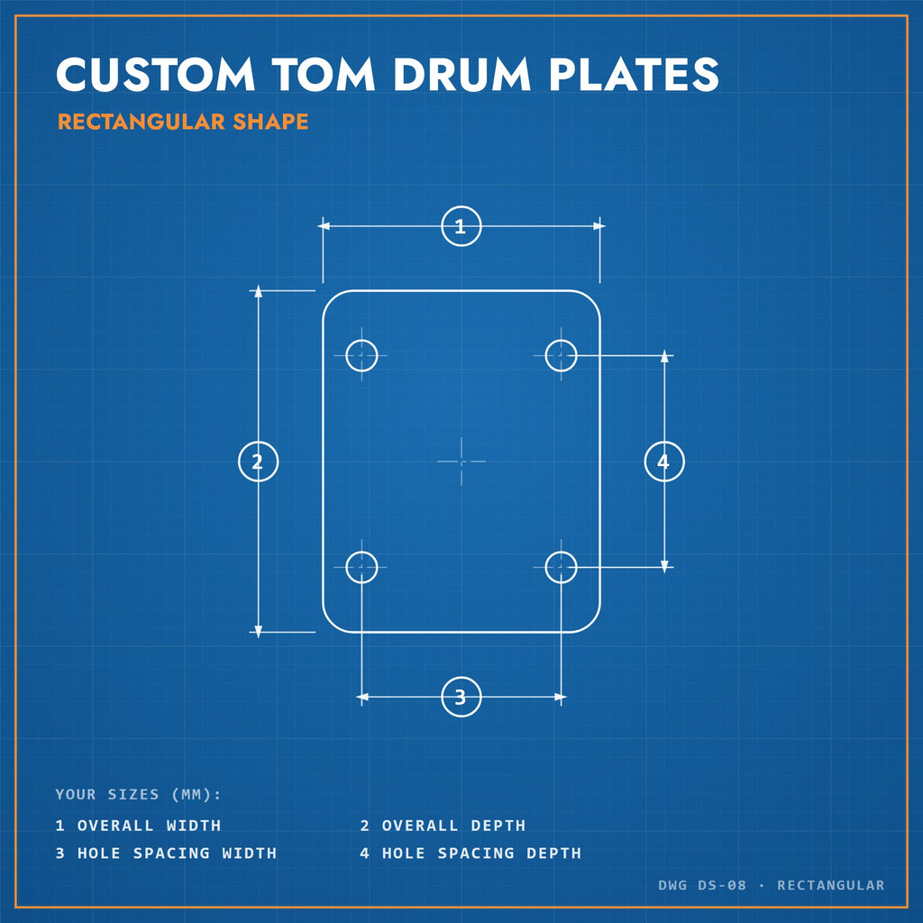 Custom Tom Drum Plates: rectangular