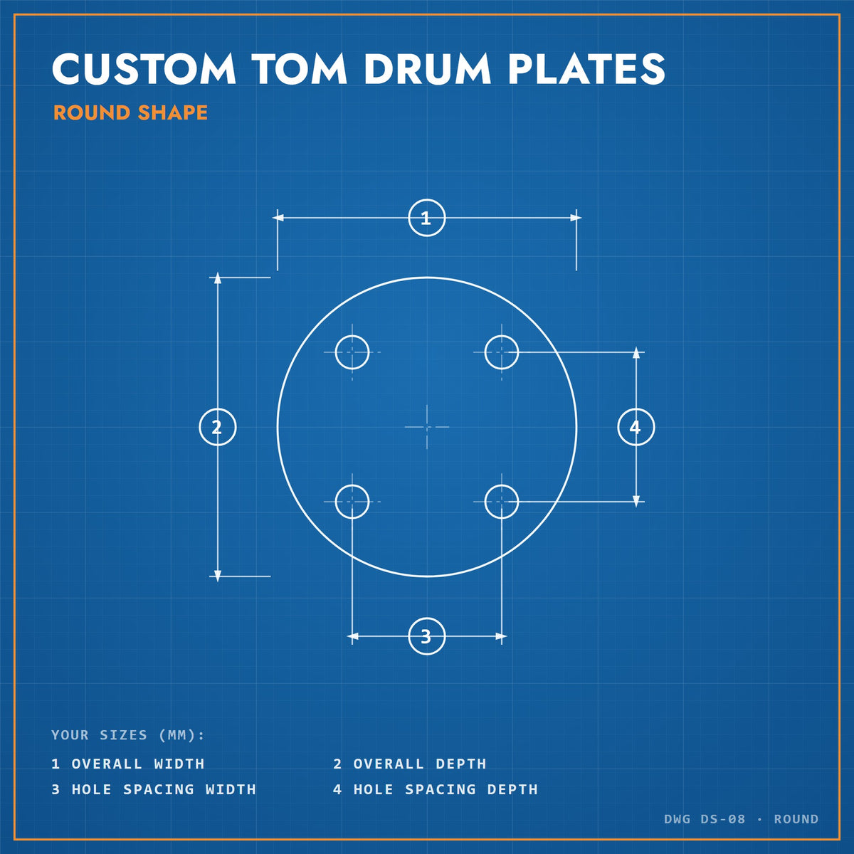 Custom Tom Drum Plates: round