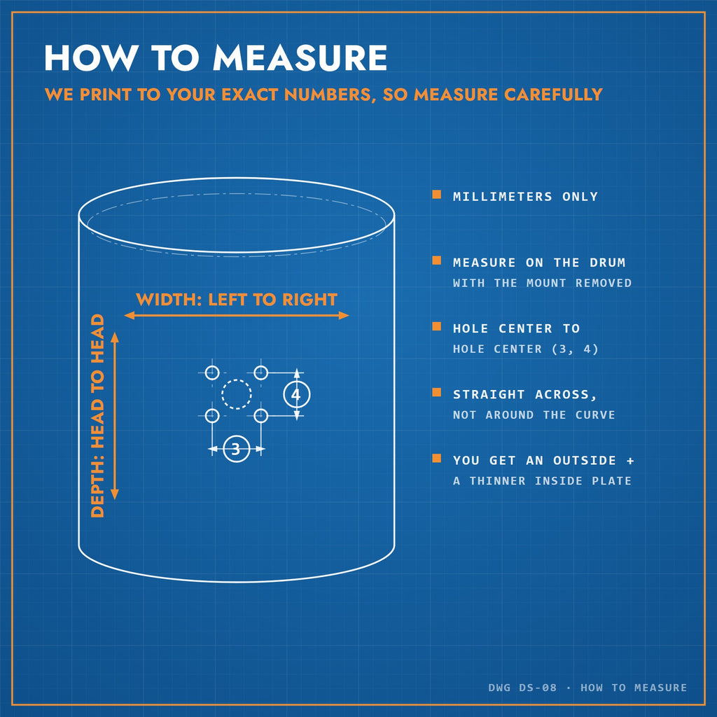 Custom Tom Drum Plates: how to measure