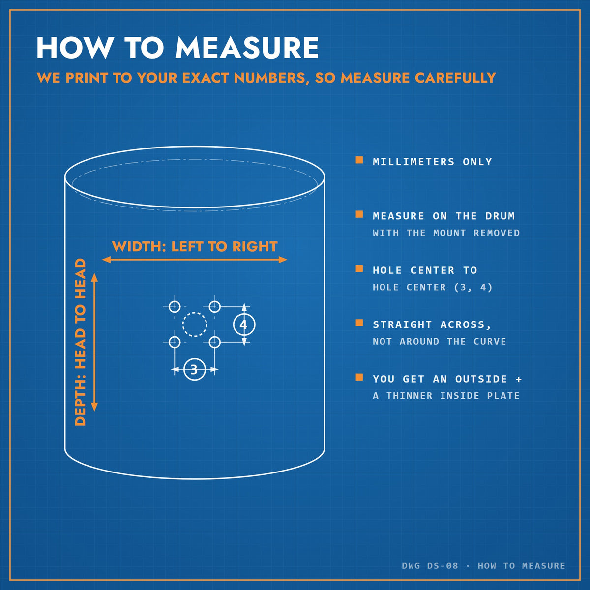 Custom Tom Drum Plates: how to measure