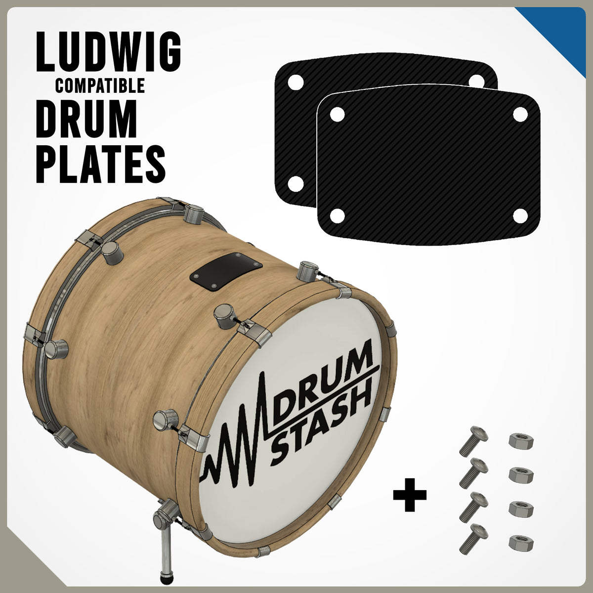 Ludwig Breakbeats Compatible Bass Drum Masking Plate, 3D printed drum part - photo 1