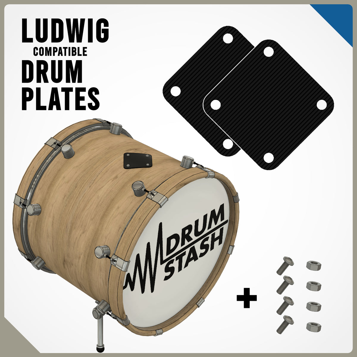Ludwig Vintage Drums Compatible Bass Drum Masking Plate, 3D printed drum part - photo 1