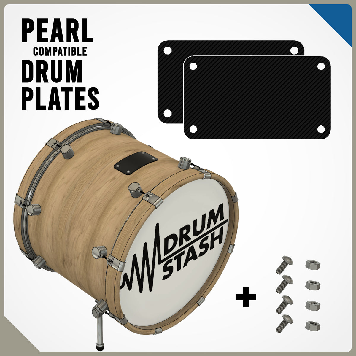 Pearl Export and Slingerland Compatible Bass Drum Masking Plate, 3D printed drum part - photo 1