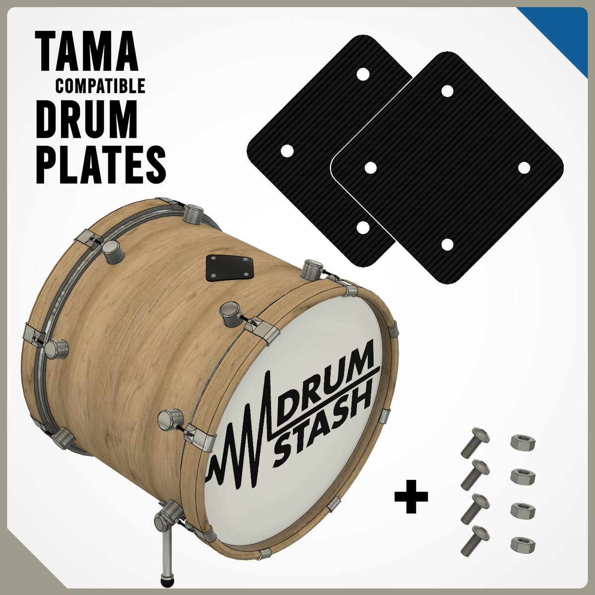 Tama Vintage Superstar, Imperialstar, Swingstar Compatible Bass Drum Masking Plate, 3D printed drum part - photo 1