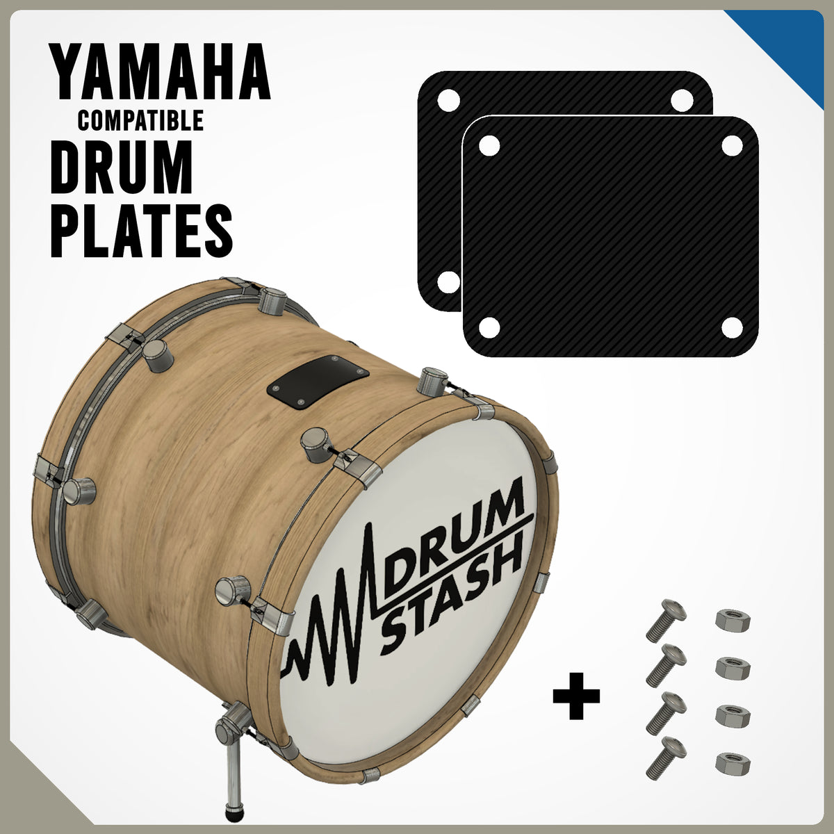 Yamaha Stage, Recording, Tour, Club Custom Compatible Bass Drum Masking Plate, 3D printed drum part - photo 1