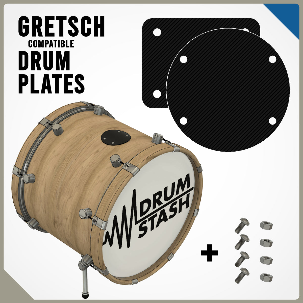Gretsch Renown Compatible Bass Drum Masking Plate (Round), 3D printed drum part - photo 1