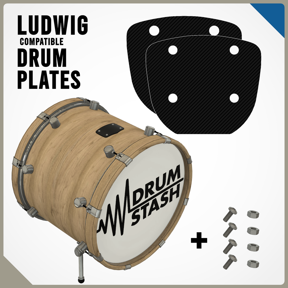 Ludwig Compatible Bass Drum Masking Plate (Atlas Mount), 3D printed drum part - photo 1