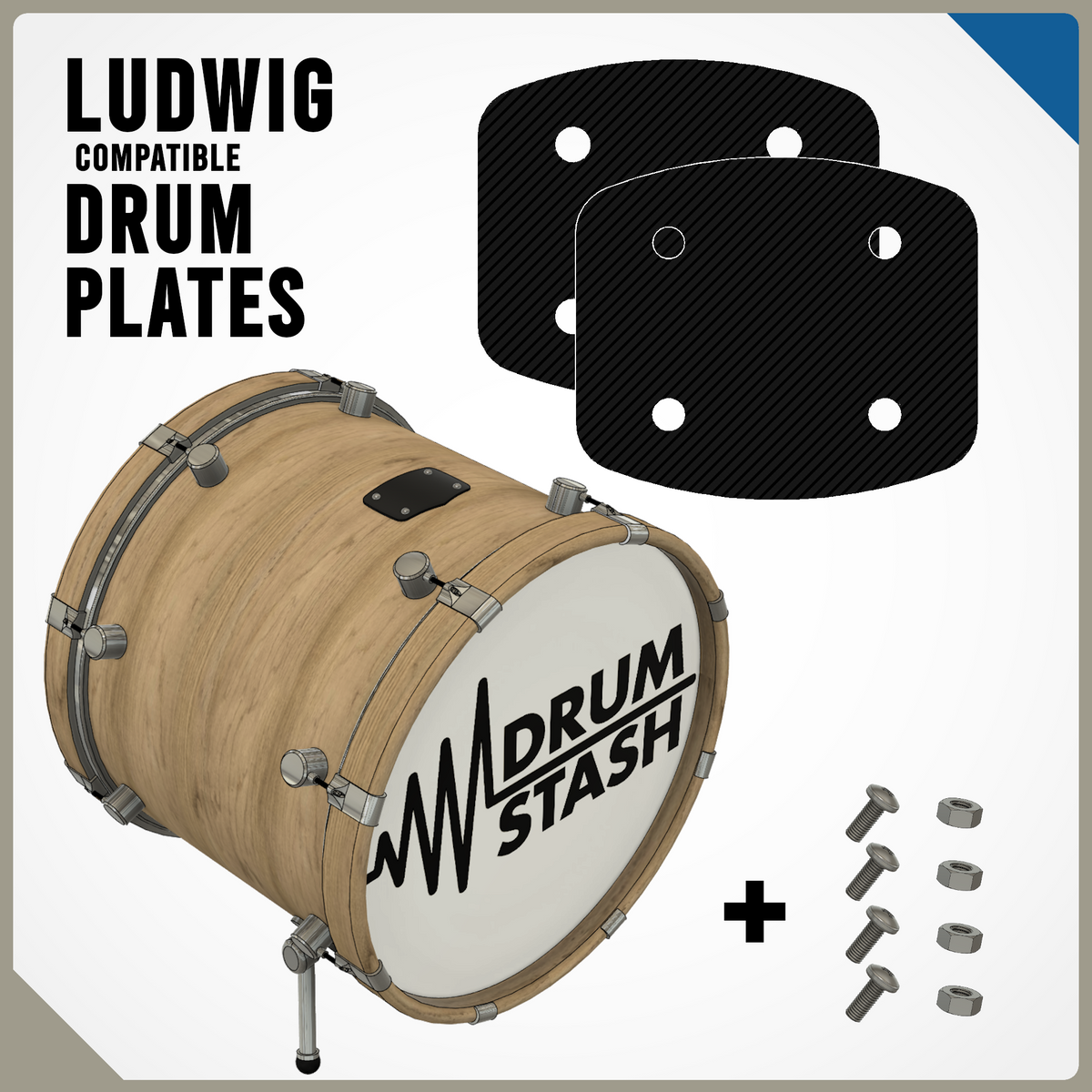 Ludwig Compatible Bass Drum Masking Plate (Elite Mount), 3D printed drum part - photo 1