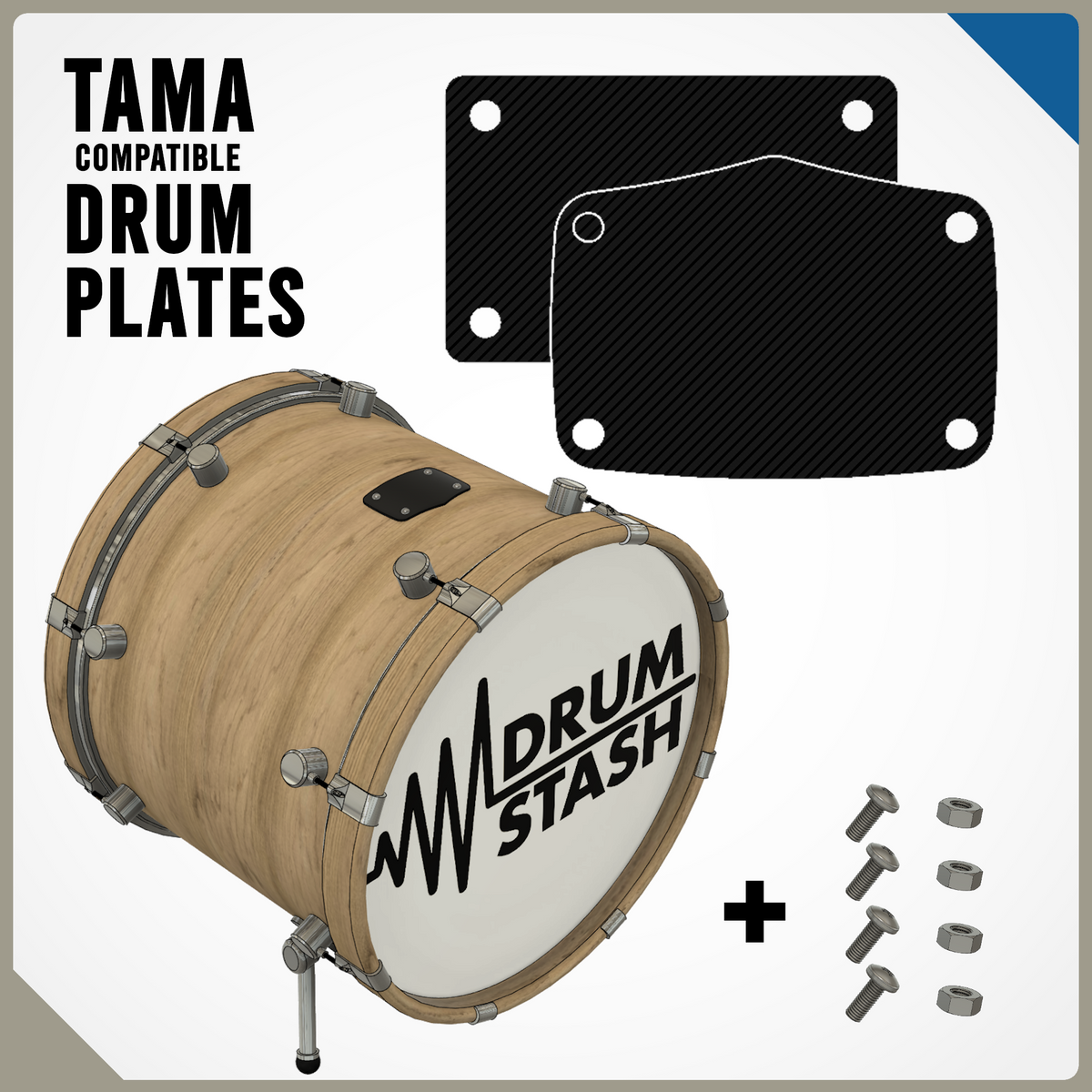 Tama Starclassic, Silverstar, Imperialstar Compatible Bass Drum Masking Plate, 3D printed drum part - photo 1